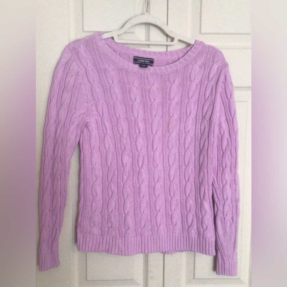 Lands’ End Lavender Cable Knit Sweater